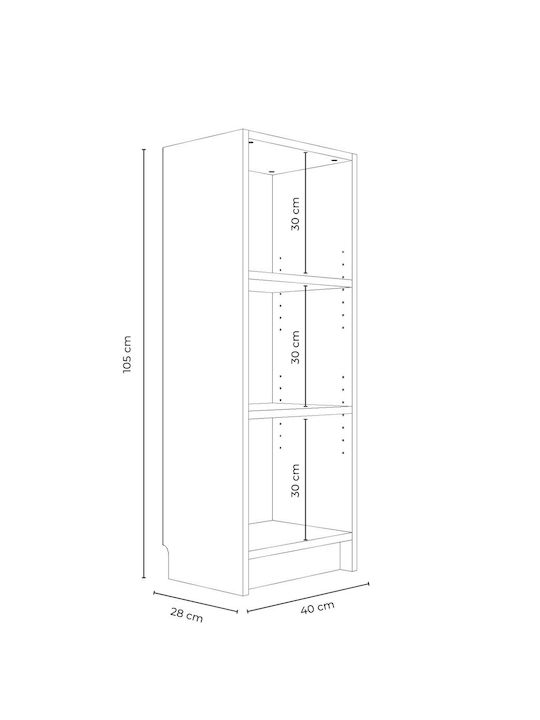 Βιβλιοθήκη Γκρι 40x28x105εκ.