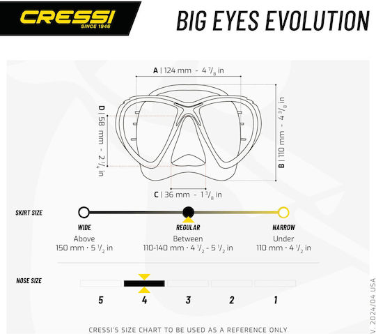 CressiSub Μάσκα Θαλάσσης Big Eyes Evolution Crystal Μπλε