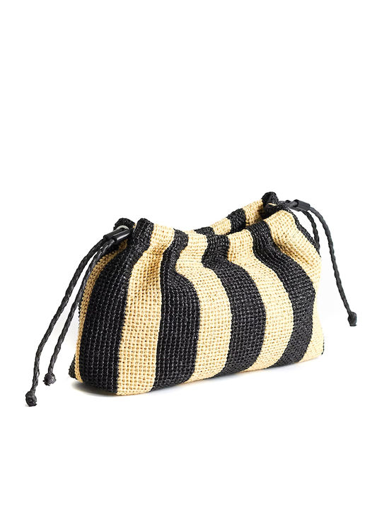 Topshop Jay Raffia Клъч Чанта Дамски Черно Бежово 31001196-black Topshop Jay Raffia Клъч Чанта Дамски Черно Бежово 31001196-black