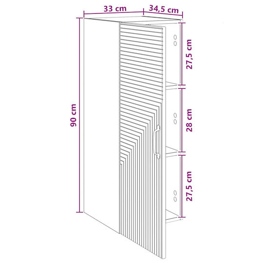 vidaXL Bathroom Cabinet 33x34.5x90cm Oak