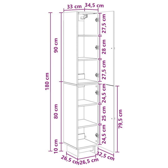 vidaXL Bathroom Floor Column Cabinet L34.5xD33xH90cm White