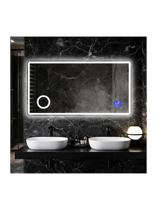 Futura Увеличаващо Правоъгълно Огледало за Баня LED Touch с Bluetooth 120x80cm Прозрачно