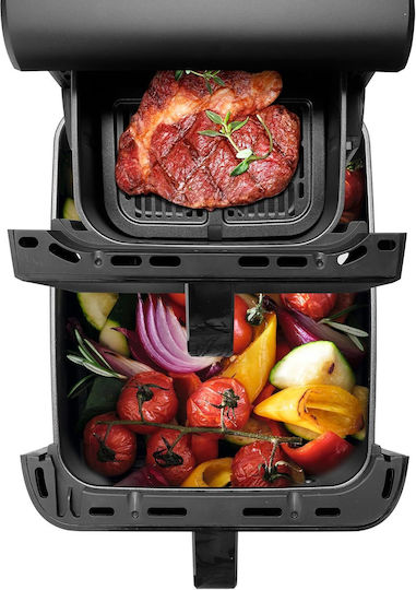 Emerio Double Chamber XL Air Fryer Vertical Air Fryer 2 Buckets 3.5lt + 6.5lt 2 Heating Elements & Touch Screen 2500W