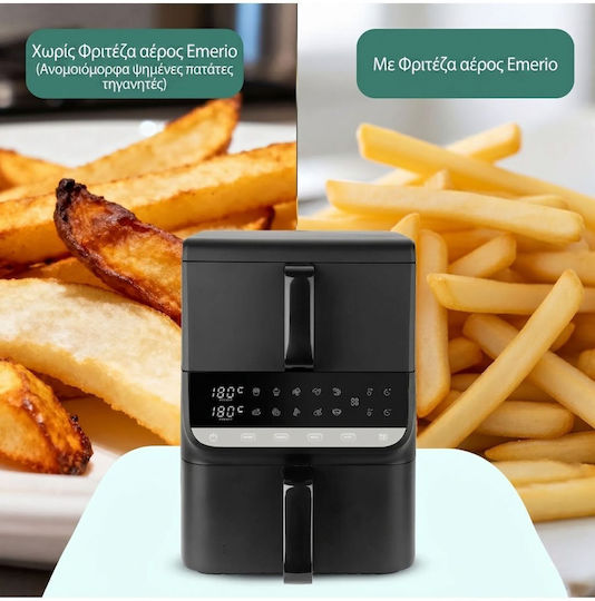 Emerio Double Chamber XL Air Fryer Vertical Air Fryer 2 Buckets 3.5lt + 6.5lt 2 Heating Elements & Touch Screen 2500W