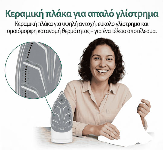Emerio Steam Iron 2000W with Ceramic Plate and Continuous Steam Supply 17g/min