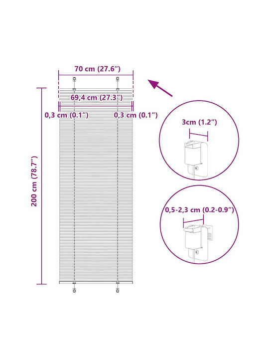 vidaXL Rolete Geam Semi-Blackout Albastru Petrol Lățime 70xÎnălțime 200 cm 4015409