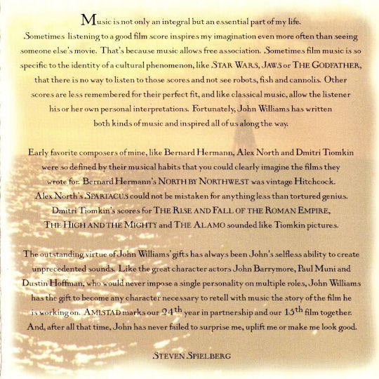 John Williams (4) - Amistad (original Motion Picture Soundtrack) CD Μουσικής