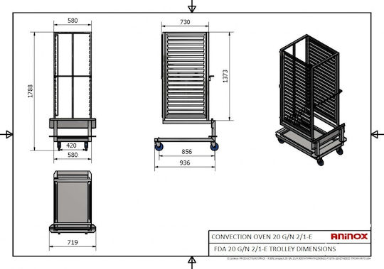 Aninox Трифазен Електрически Фурна с Атмо 72kW FBA-20-G/N-2/1-E-A