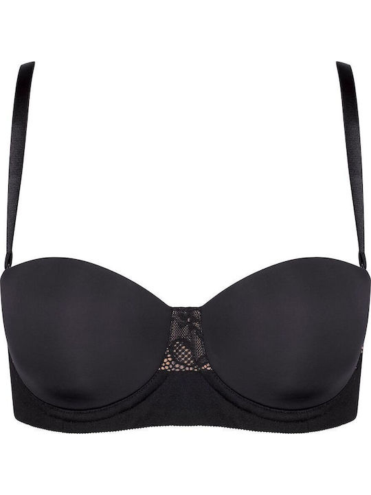 Vivid Spotlight Balconette Balconette Strapless Bra without Padding Underwire Black