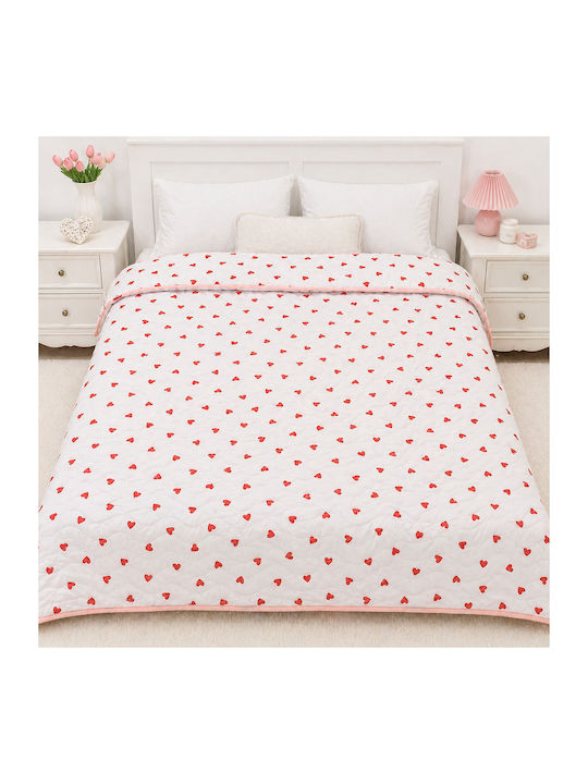 Kotonia Home Pătură Dublă cu Umplere Microfibra 200x230 cm Roșu 150 GSM
