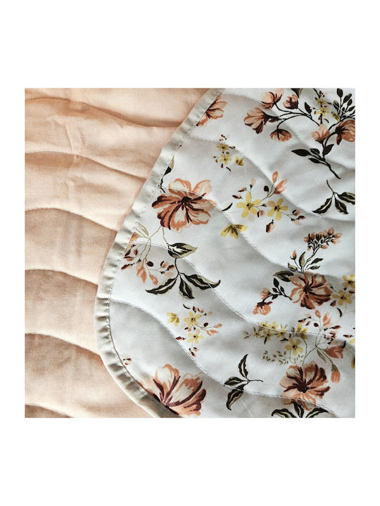 Kotonia Home Pătură Dublă cu Umplere Microfibra 200x230 cm Design Floral 150 GSM