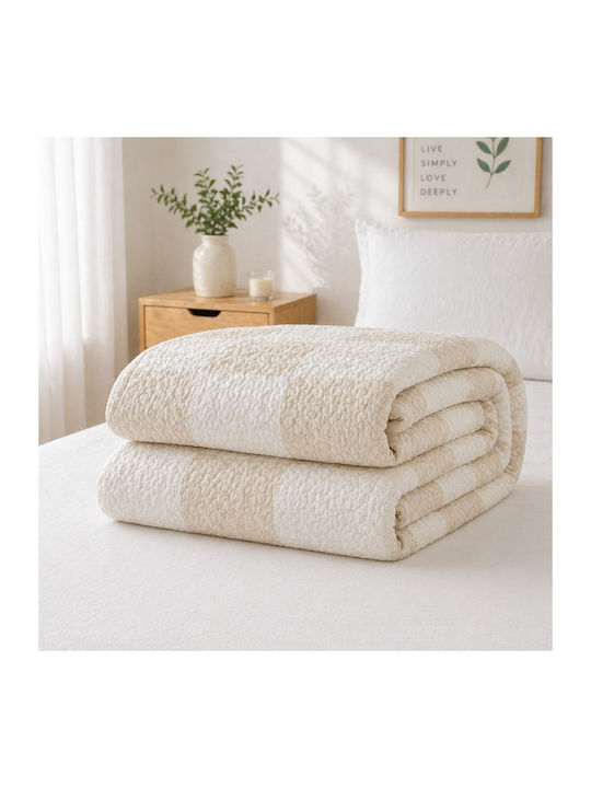 Kotonia Home Κουβερλί Ημίδιπλο Microfiber Cream 180x230cm