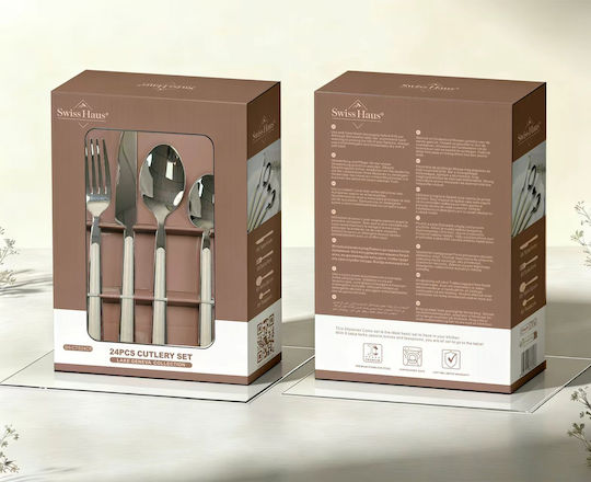 Swiss Haus Cutlery Set Stainless Steel Silver 24 Pieces
