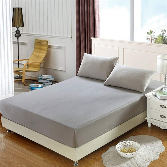 Double Bed Sheet with Rubber Hugger 140x200cm Grey