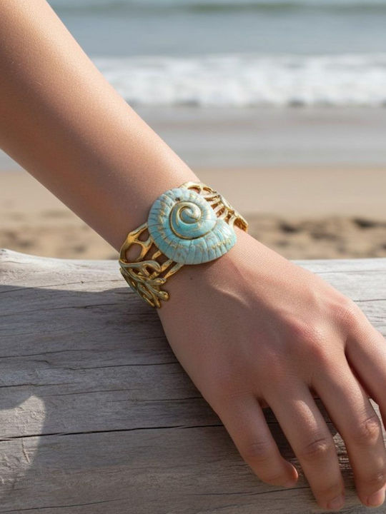 Callajewels Women's Gold Plated Steel Handcuff Bracelet