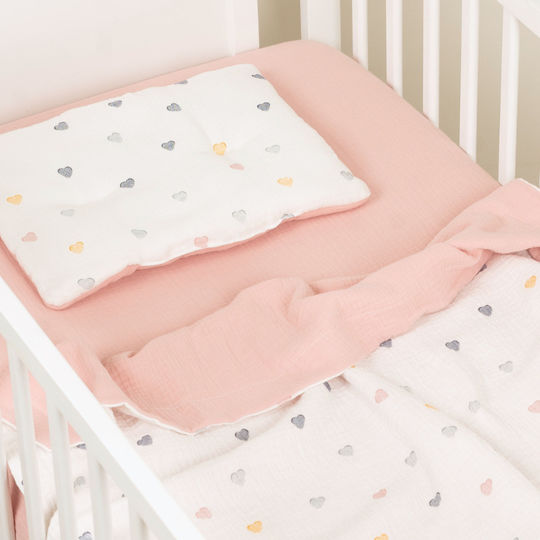 Kidizi Baby Bettwäsche-Set Für Krippe Farbmuster Herzen 3 Stück
