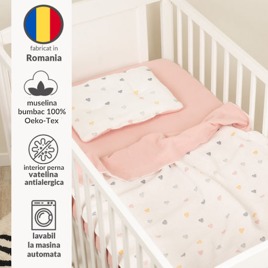Kidizi Baby Bettwäsche-Set Für Krippe Farbmuster Herzen 3 Stück