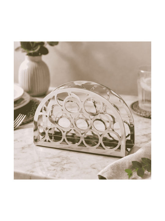 Метален Държач За Салфетки Сребрист 13x9см