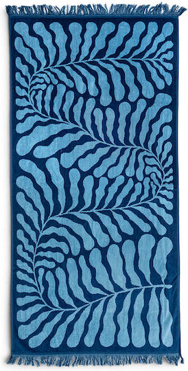 Easy Home Strandtuch Baumwolle Blau mit Fransen 80x160cm