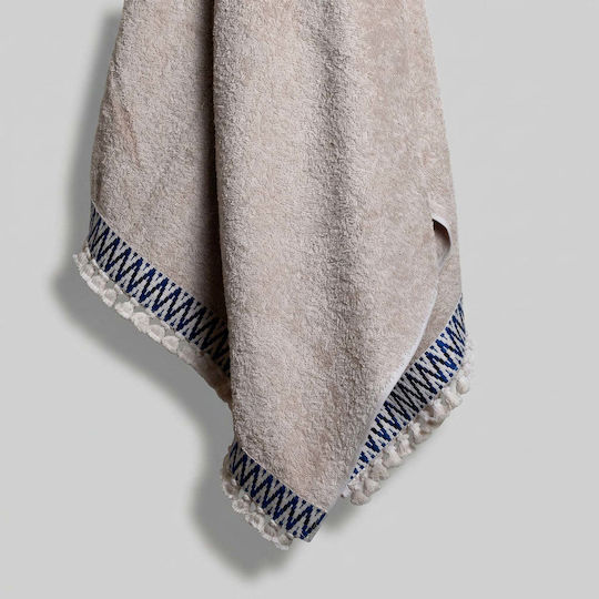 White Fabric Πετσέτα Θαλάσσης Βαμβακερή Μπεζ 80x160εκ.