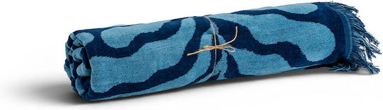 Easy Home Strandtuch Baumwolle Blau mit Fransen 80x160cm