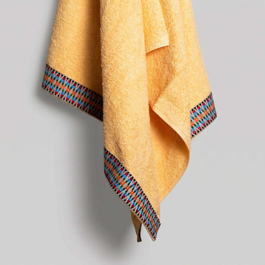 White Fabric Cotton Yellow Beach Towel 80x160cm