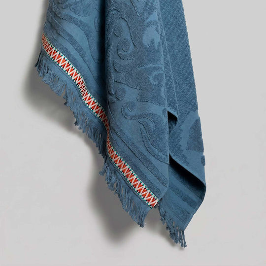 White Fabric Πετσέτα Θαλάσσης Βαμβακερή Μπλε 80x150εκ.