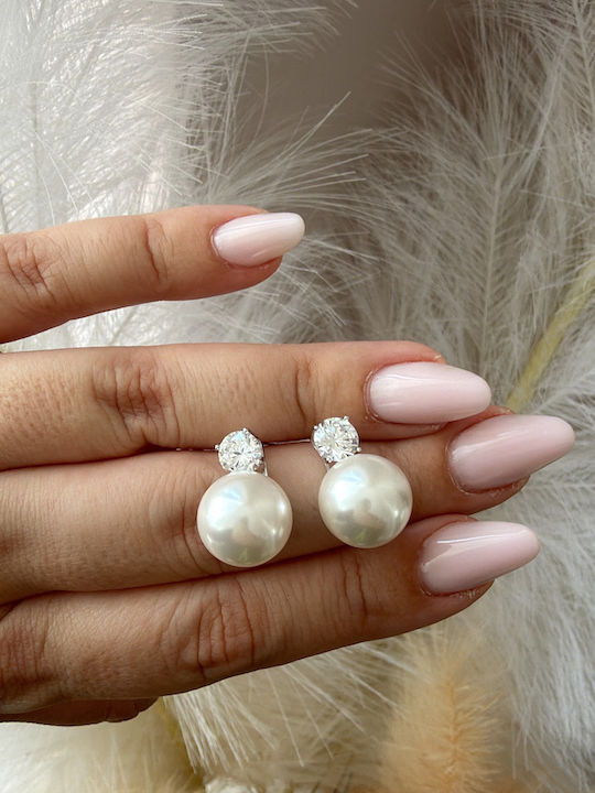 Silver Earrings with Stones & Pearls
