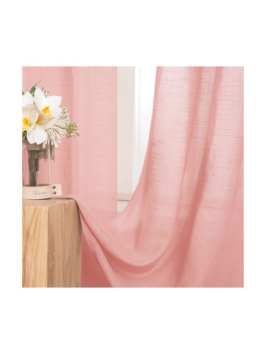 Miulee Set Perdele Cu Capse Roz 140x260 cm