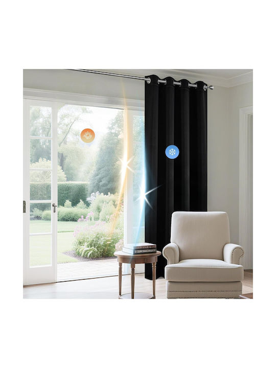 Joydeco Joydeco Verdunkelungsvorhänge Set mit Grommets Schwarz 140x240cm