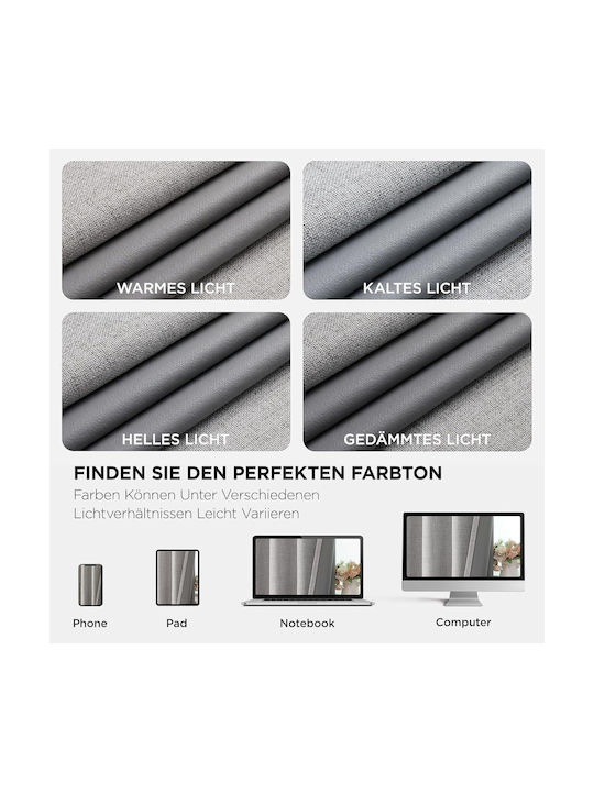 Joydeco Set of Blackout Curtains with Gray Grommets 132x210cm