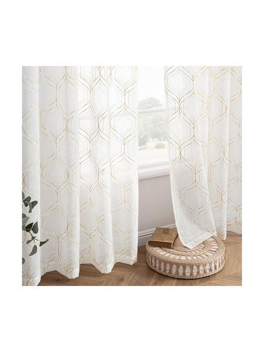 Miulee Σετ Κουρτίνες με Τρουκς White 140x225εκ.