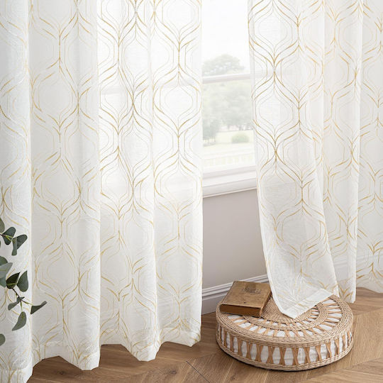 Miulee Комплект Пердета И Завеси С Копчета Бели 140x225см