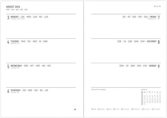 Academic Diary Spiral Letts Spring Valley 2026-2027 18 Months Weekly 2 Pages A6 Multilanguage Green 27-031803