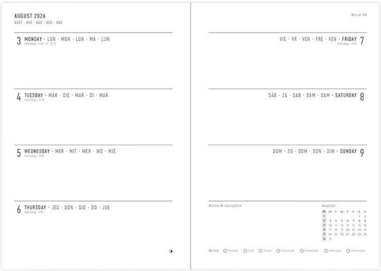 Academic Diary Letts Daisies 2026-2027 Weekly 2 Pages A6 Multilanguage Mint 27-031870