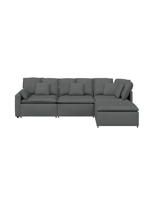 Corner Couch with Right Corner Dark Gray 312x205x64 cm