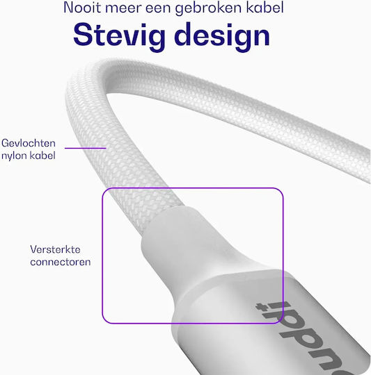 Buddi Flex USB-C to Lightning Cable 12W White 1m