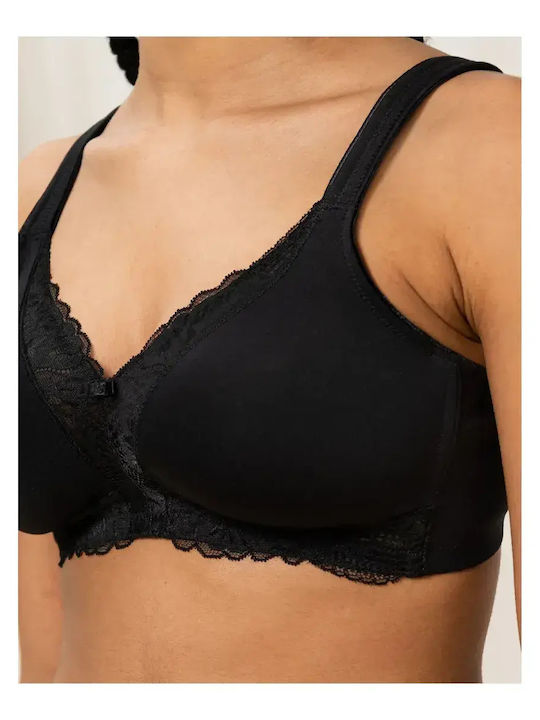 Modern Lace+ Cotton N Μαύρο Σουτιέν χωρίς Ενίσχυση & χωρίς Μπανέλες