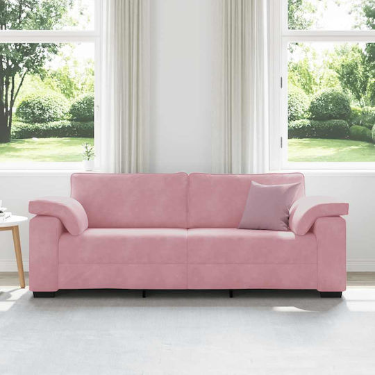 Three-Seater Velvet Pink Couch 220x77x82 cm