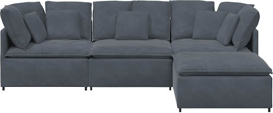 Corner Couch with Right Corner Velvet Dark Gray 300x200x64cm