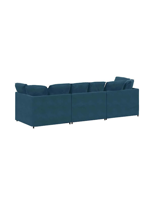 Vier Sitzer Samt Blau 300x100x64cm