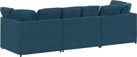 Four Seater Velvet Blue Couch 300x100x64 cm
