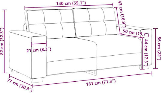 Canapea Cu Două Locuri Din Catifea Roz 180x77x82cm