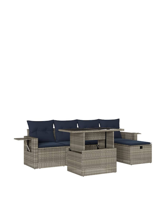 Гарнитура За Дневна Стая На Открито 6 Бройки Сиви С Възглавници