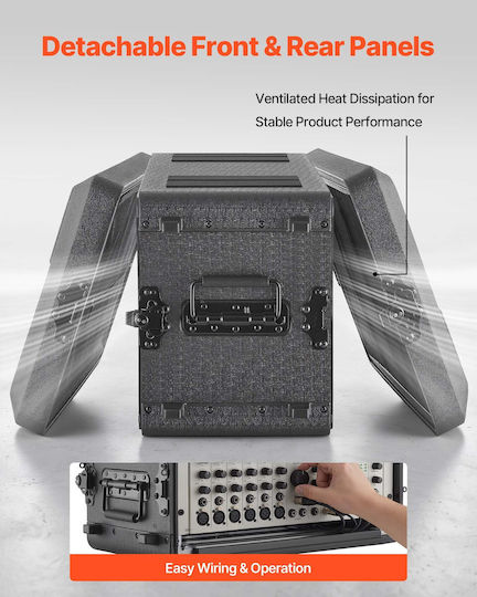 Vevor 6u Shelf Case Depth 260 Mm Flight Case Rackmount Shallow Shelf Microphone Cases Polyethylene Construction Recesses Rotating Locks Easy Installation Audio Amplifier Mixer Dj