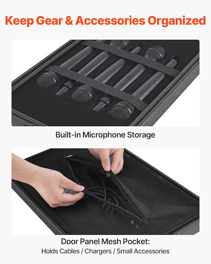 Vevor 6u Shelf Case Depth 260 Mm Flight Case Rackmount Shallow Shelf Microphone Cases Polyethylene Construction Recesses Rotating Locks Easy Installation Audio Amplifier Mixer Dj