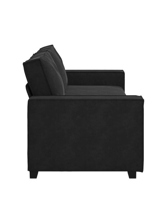 Three-Seater Velvet Black Couch 220x78x84cm