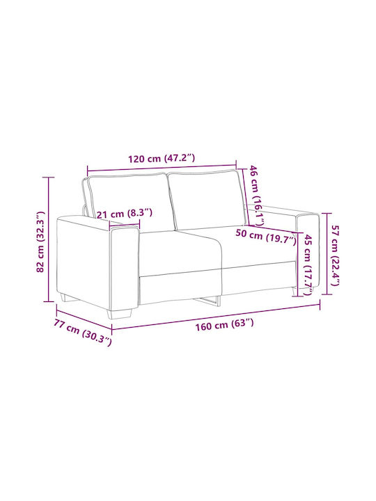 Doppelsitzer Sofa Blau 160x77x82cm