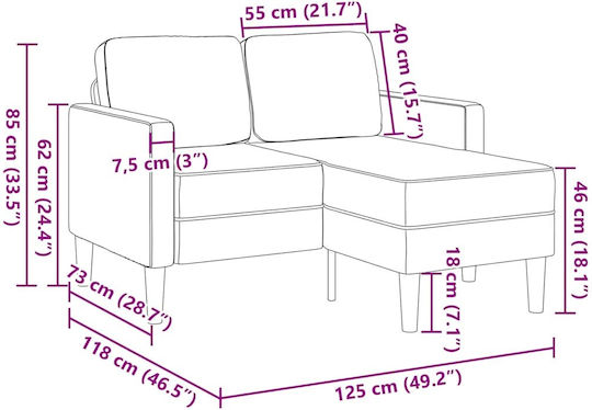 Ecksofa Künstliches Leder Braun 125x118x85cm