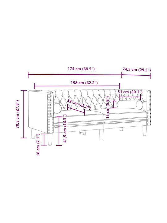 Doppelsitzer Samt Blau 174x74,5x70,5 cm